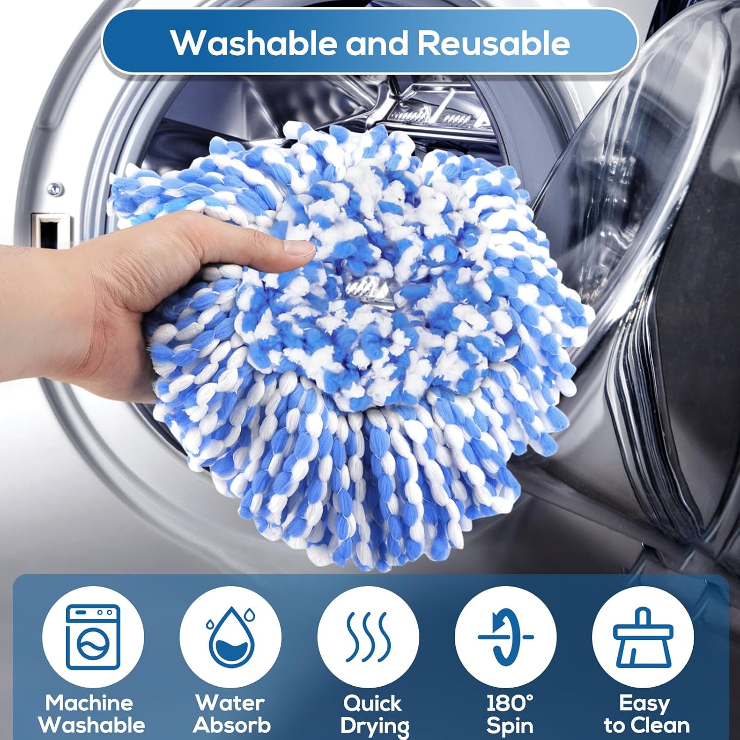 5 Pack RinseClean Spin Mop Replacement Head Spin Mop Refills Compatible with O Ceda RinseClean Dual System, Microfiber Mop Easy Cleaning Floor Head Mo-p for Floor Cleaning RinseClean 2 Tank System
